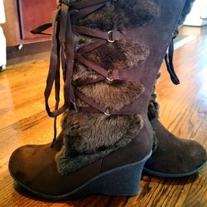 Like New! Rasolli Brown Wedge Boots